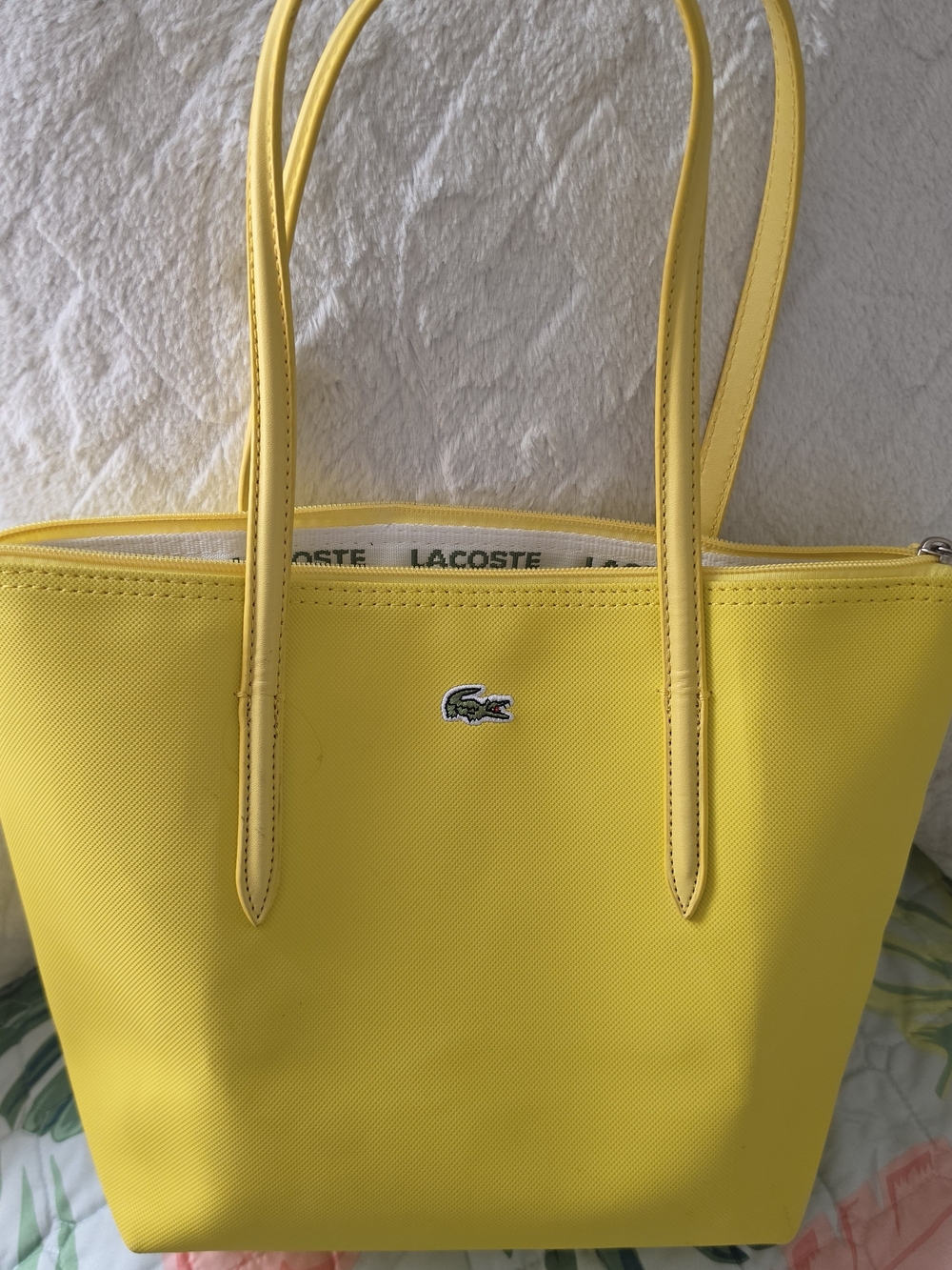 Lacoste Yellow Tote with Signature Crocodile - Picture 2 of 6
